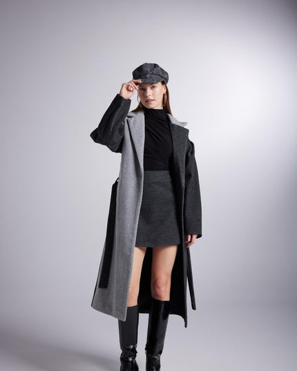 Grey Cashmere Belted Maxi Trench Coat