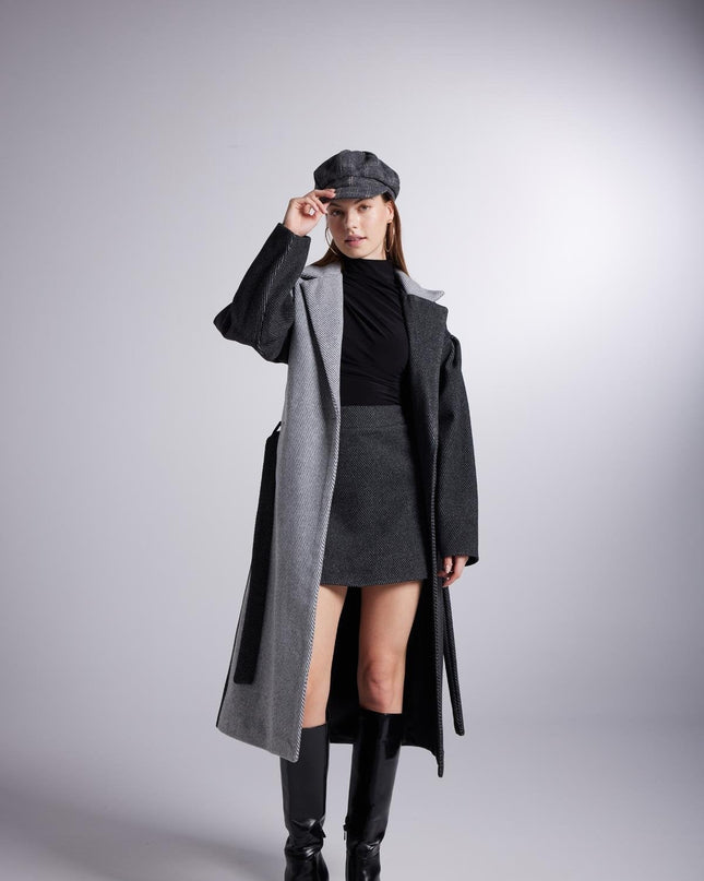 Grey Cashmere Belted Maxi Trench Coat