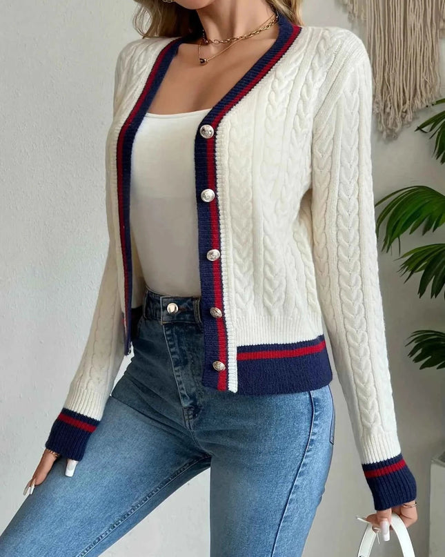 Cable Knit Button - Front Cardigan - Trendsi