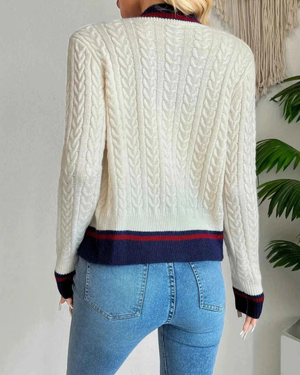 Cable Knit Button - Front Cardigan - Trendsi