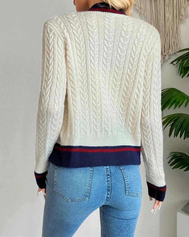 Cable Knit Button - Front Cardigan - Trendsi