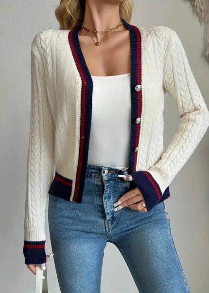 Cable Knit Button - Front Cardigan - Trendsi
