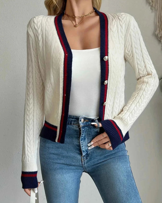 Cable Knit Button - Front Cardigan - Trendsi