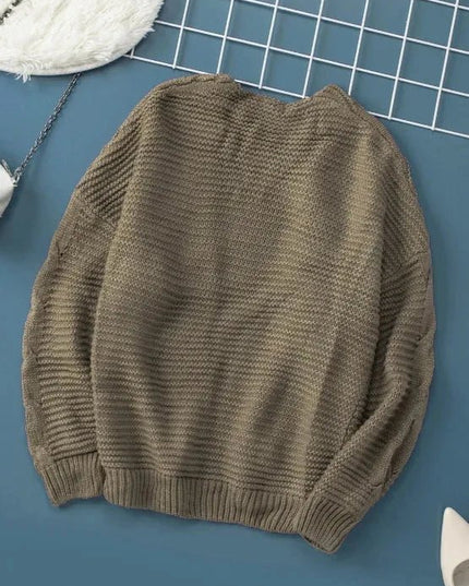 Cable - Knit Open Front Cardigan - Trendsi