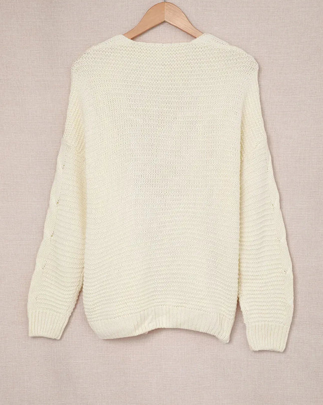 Cable - Knit Open Front Cardigan - Trendsi