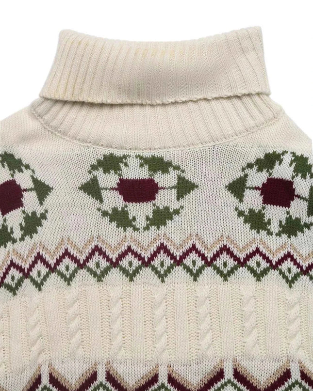 Cable Knit Turtleneck Sweater - Trendsi