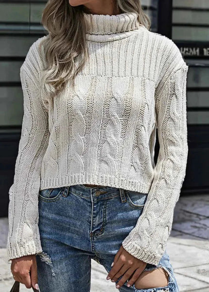 Cable - Knit Turtleneck Sweater - Trendsi