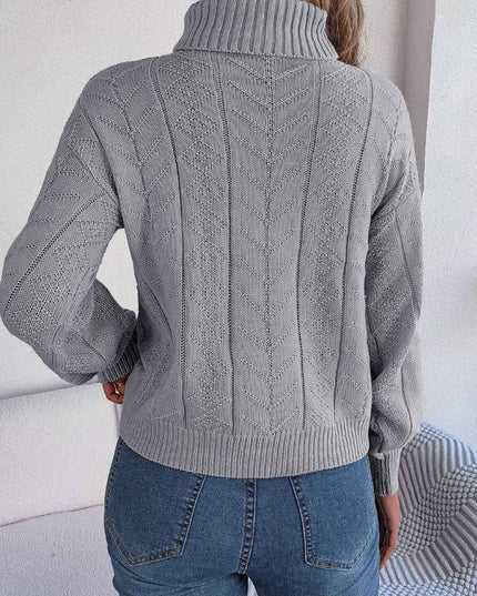 Cable - Knit Turtleneck Sweater - Trendsi