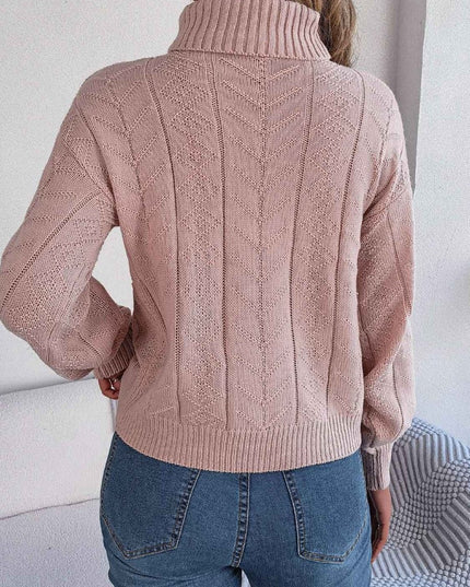 Cable - Knit Turtleneck Sweater - Trendsi