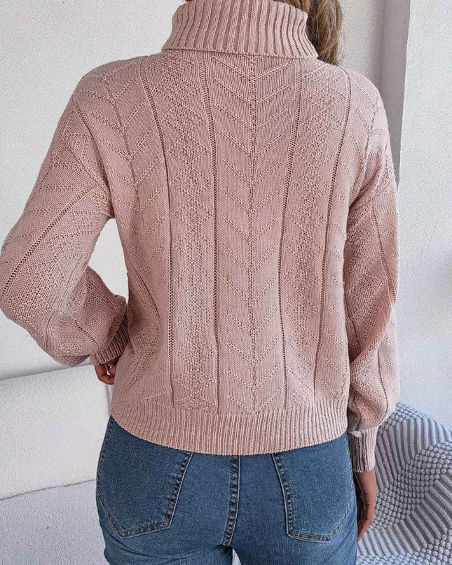 Cable - Knit Turtleneck Sweater - Trendsi