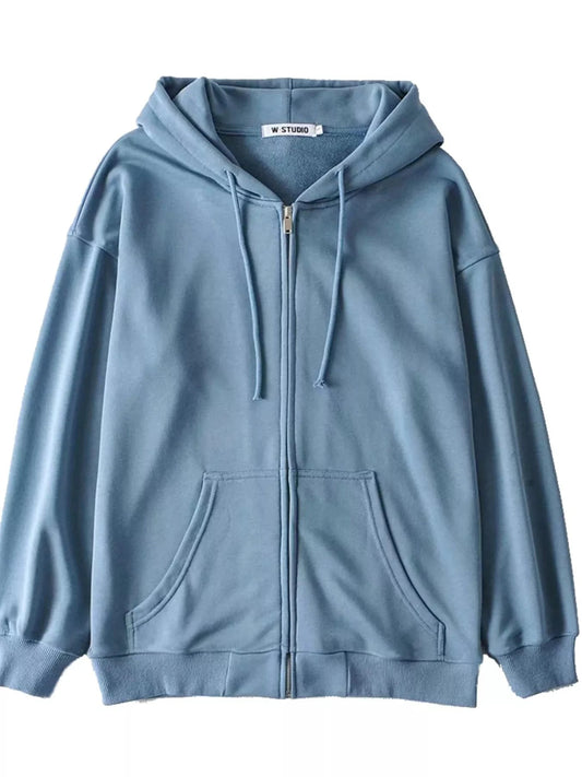 Casual Loose Zip-Up Hoodie