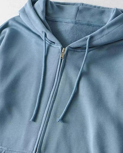 Casual Loose Zip - Up Hoodie - Trendsi