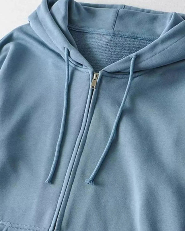 Casual Loose Zip - Up Hoodie - Trendsi