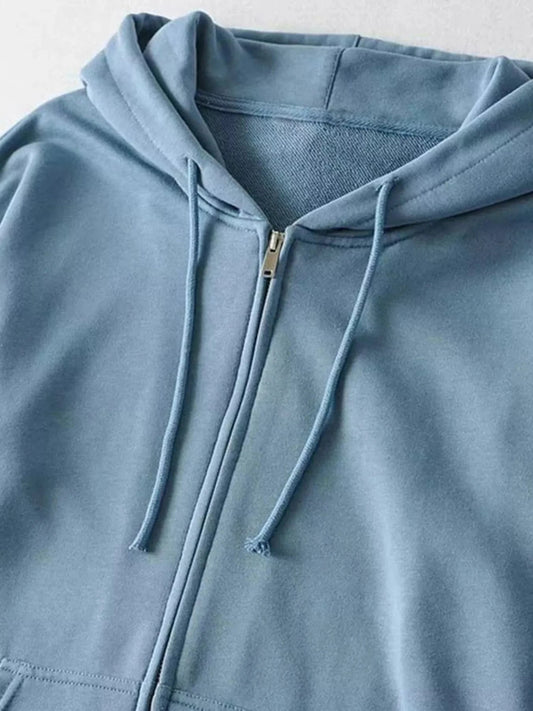 Casual Loose Zip - Up Hoodie - Trendsi