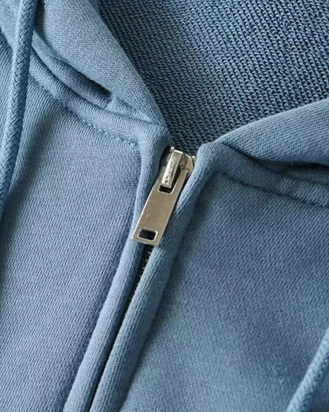 Casual Loose Zip - Up Hoodie - Trendsi