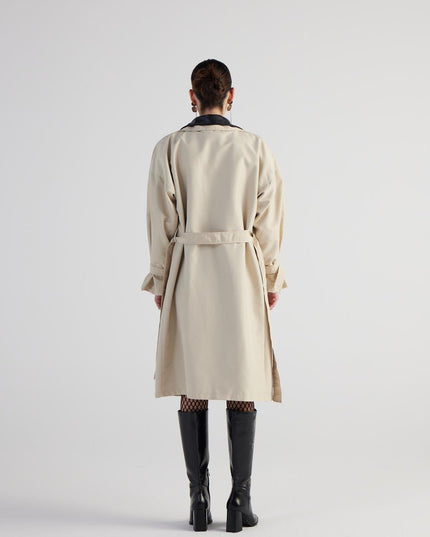 Cloak Beige Maxi Trench Coat-4