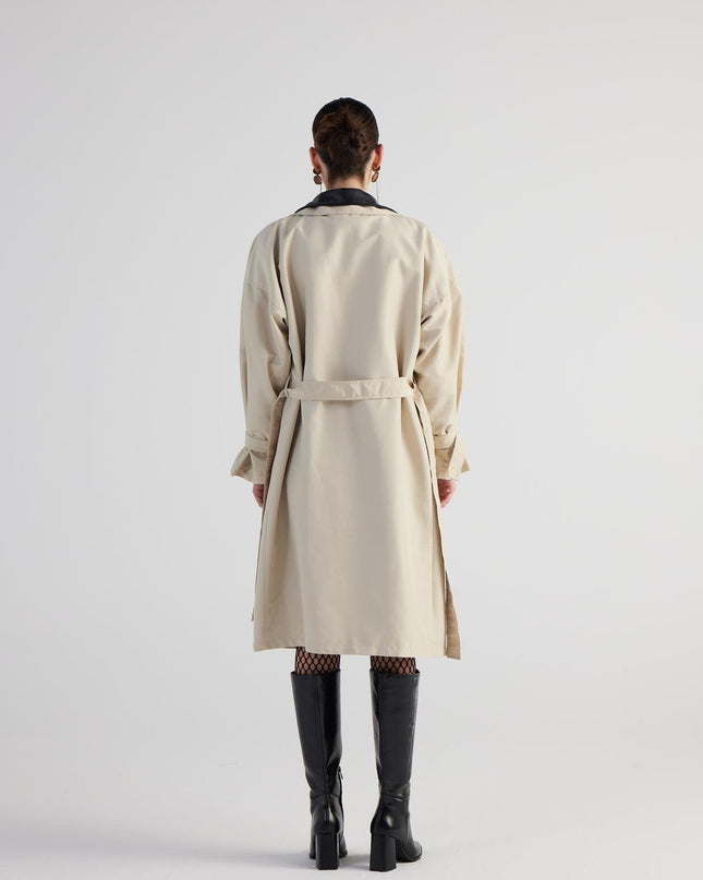 Cloak Beige Maxi Trench Coat-4