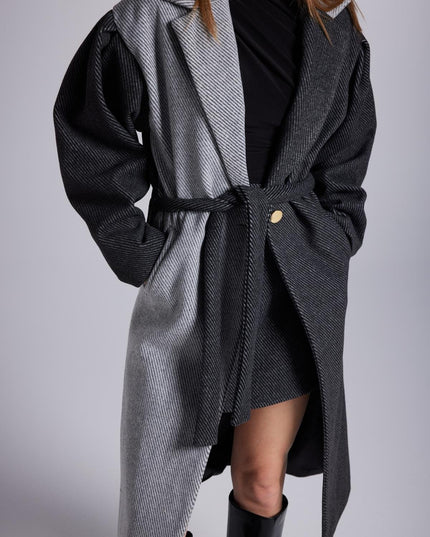 Grey Cashmere Belted Maxi Trench Coat