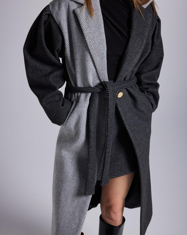 Grey Cashmere Belted Maxi Trench Coat
