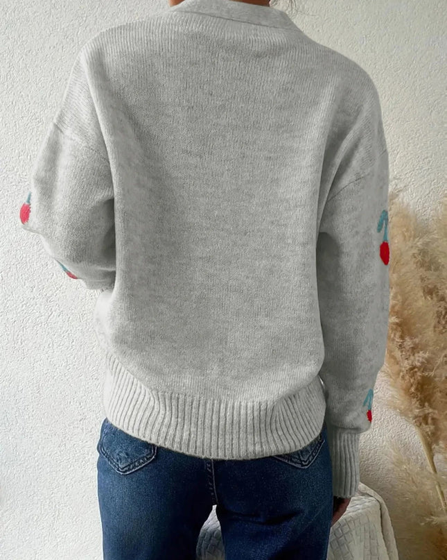 Cherry Button - Up Knit Cardigan - Trendsi