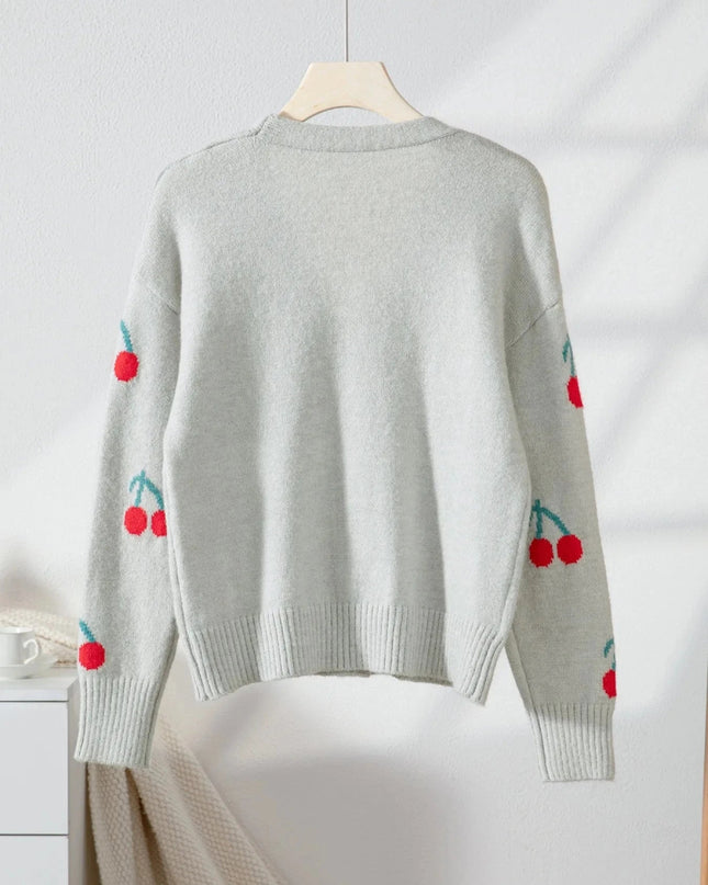 Cherry Button - Up Knit Cardigan - Trendsi
