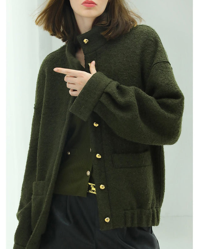 Classic Green Wool Coat – Elegant Winter Outerwear - Coats - Cocobella