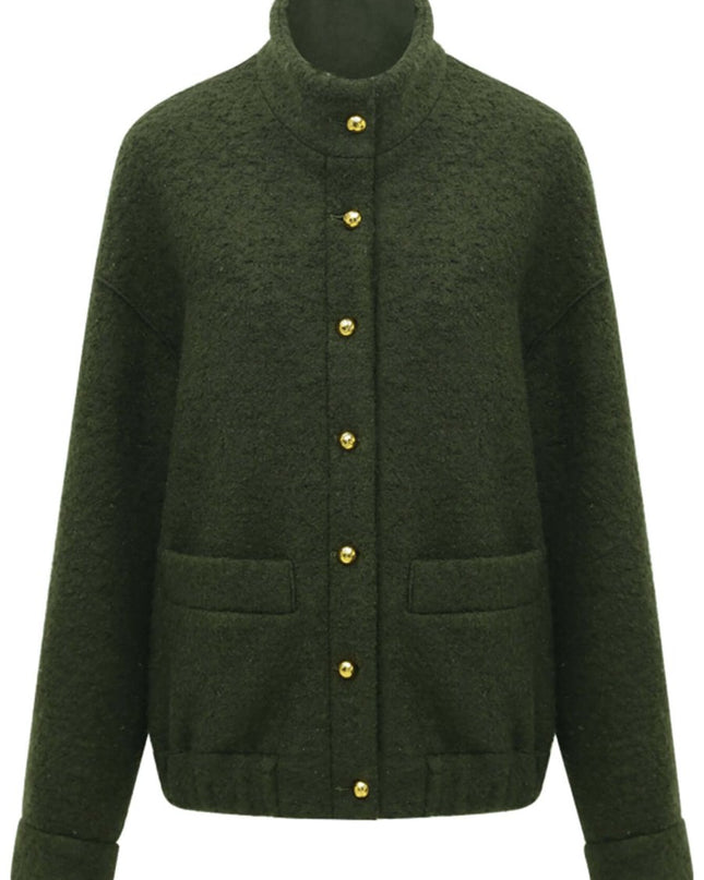 Classic Green Wool Coat – Elegant Winter Outerwear - Coats - Cocobella