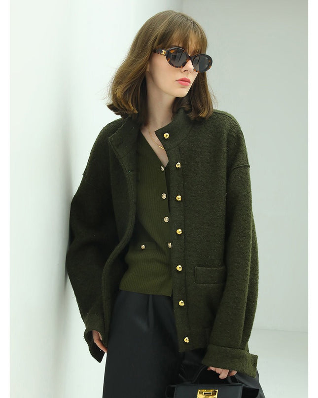 Classic Green Wool Coat – Elegant Winter Outerwear - Coats - Cocobella
