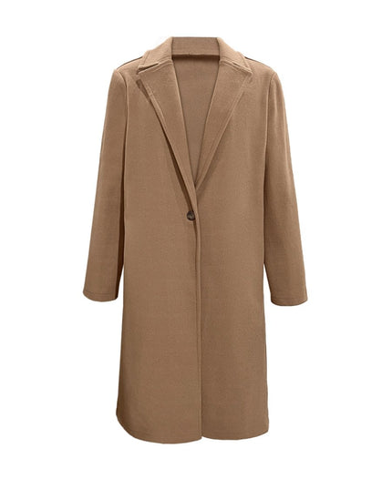 Collared Neck Button Up Long Sleeve Coat - Trendsi