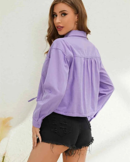 Collared Neck Long Sleeve Shirt - Trendsi