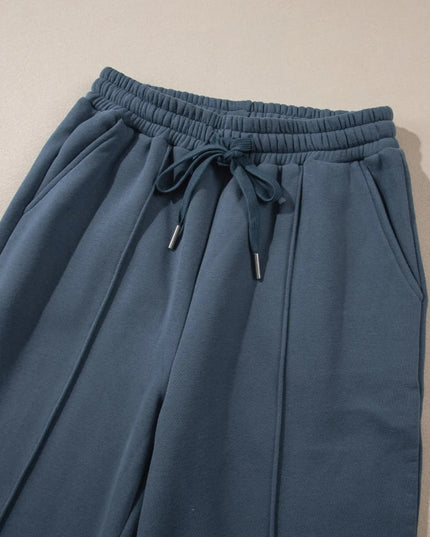 Collared Sweatshirt and High Waist Pants Active Set - Trendsi