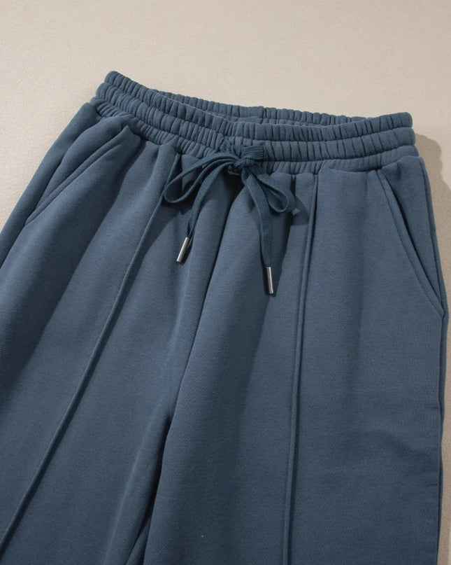 Collared Sweatshirt and High Waist Pants Active Set - Trendsi