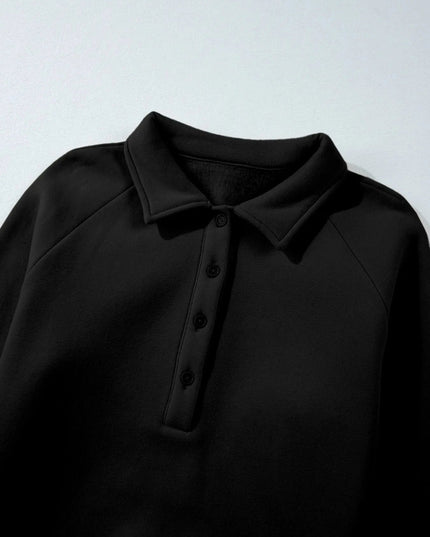 Collared Sweatshirt and High Waist Pants Active Set - Trendsi