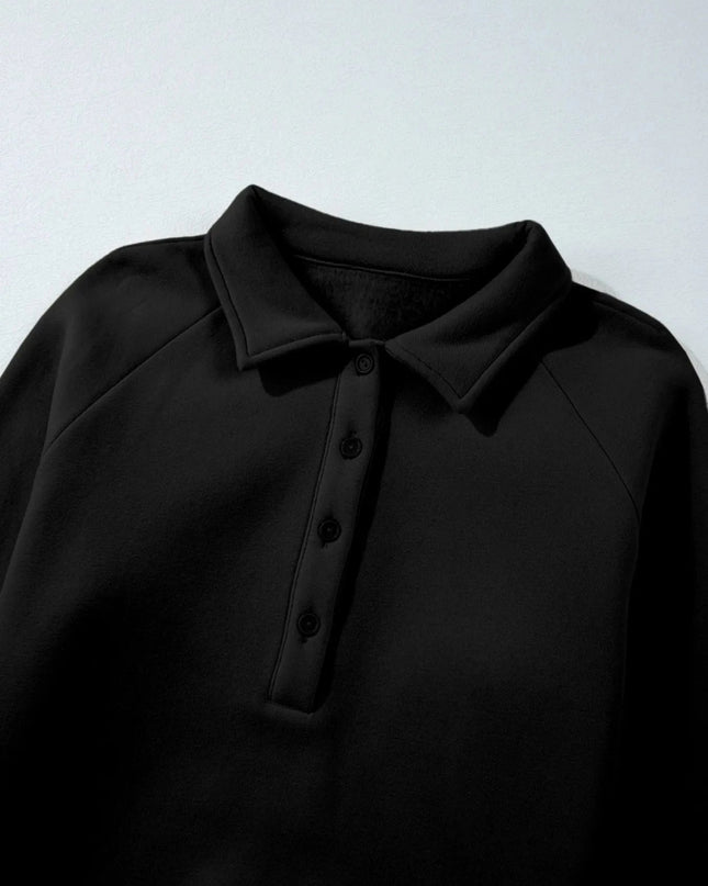 Collared Sweatshirt and High Waist Pants Active Set - Trendsi