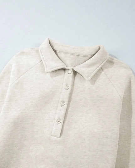 Collared Sweatshirt and High Waist Pants Active Set - Trendsi