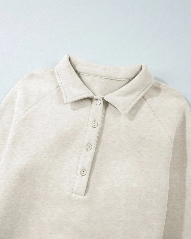 Collared Sweatshirt and High Waist Pants Active Set - Trendsi