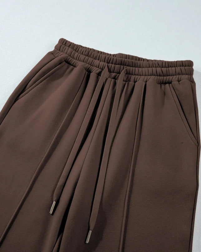 Collared Sweatshirt and High Waist Pants Active Set - Trendsi