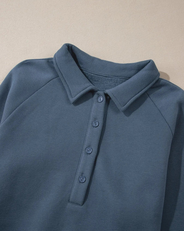 Collared Sweatshirt and High Waist Pants Active Set - Trendsi