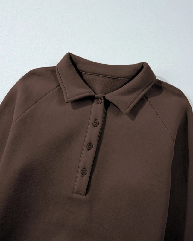 Collared Sweatshirt and High Waist Pants Active Set - Trendsi