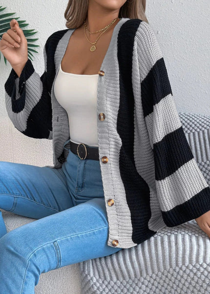 Color Block Button - Up Cardigan - Trendsi