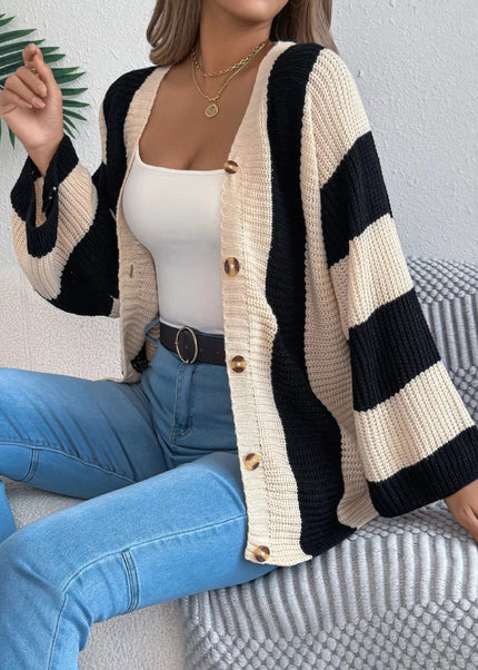 Color Block Button - Up Cardigan - Trendsi