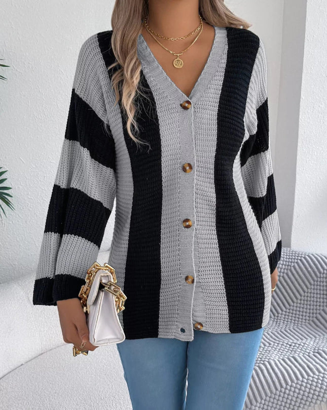 Color Block Button - Up Cardigan - Trendsi