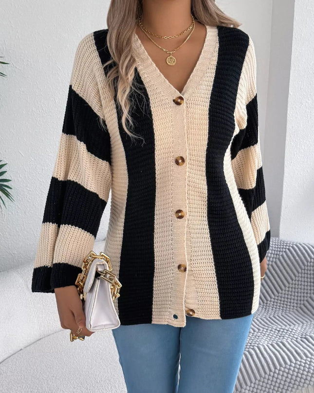Color Block Button - Up Cardigan - Trendsi
