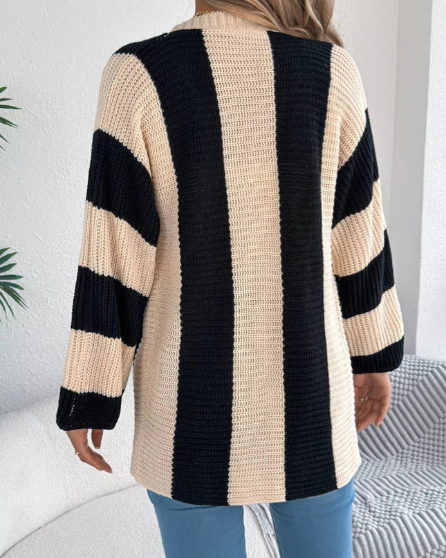 Color Block Button - Up Cardigan - Trendsi