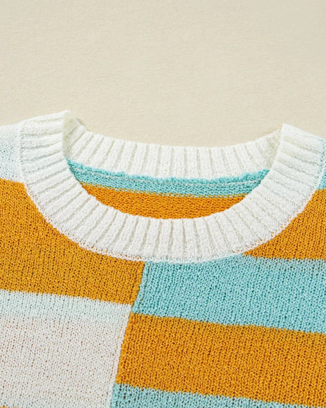 Color Block Striped Sweater - Trendsi