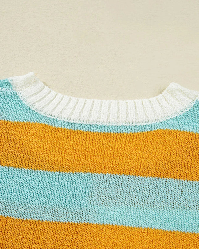 Color Block Striped Sweater - Trendsi