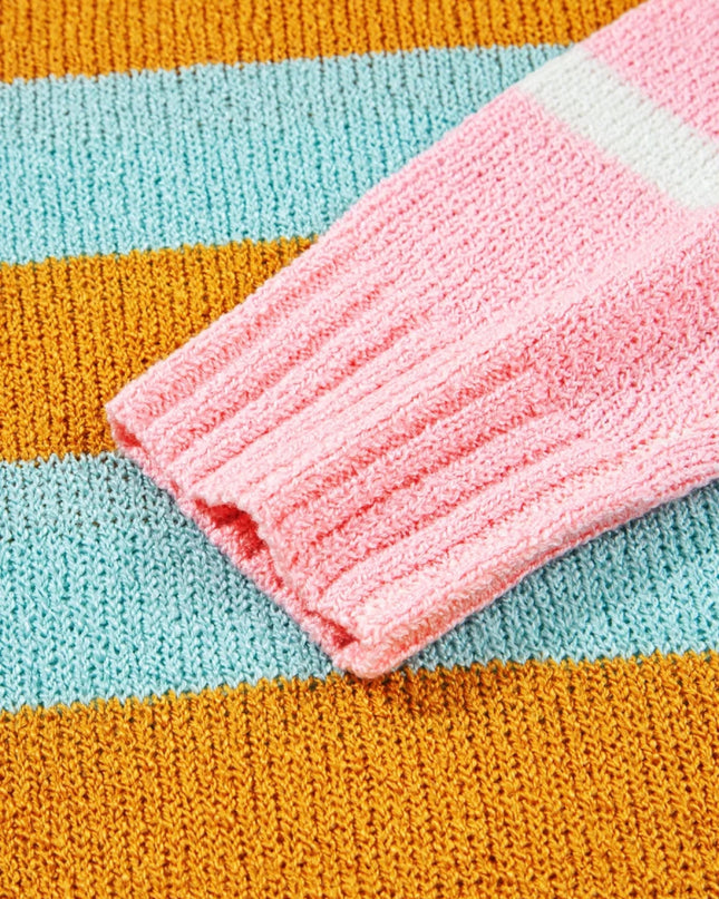 Color Block Striped Sweater - Trendsi