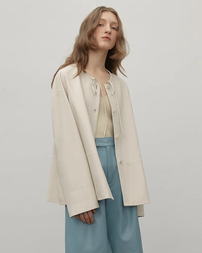 "Contrary Galaxy" Ultra - Thin Light - Coated Sheep Leather Jacket for Women - leather jacket - Firelady Fur