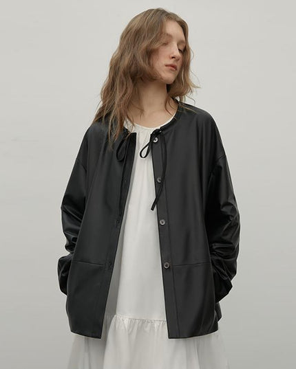 "Contrary Galaxy" Ultra - Thin Light - Coated Sheep Leather Jacket for Women - leather jacket - Firelady Fur