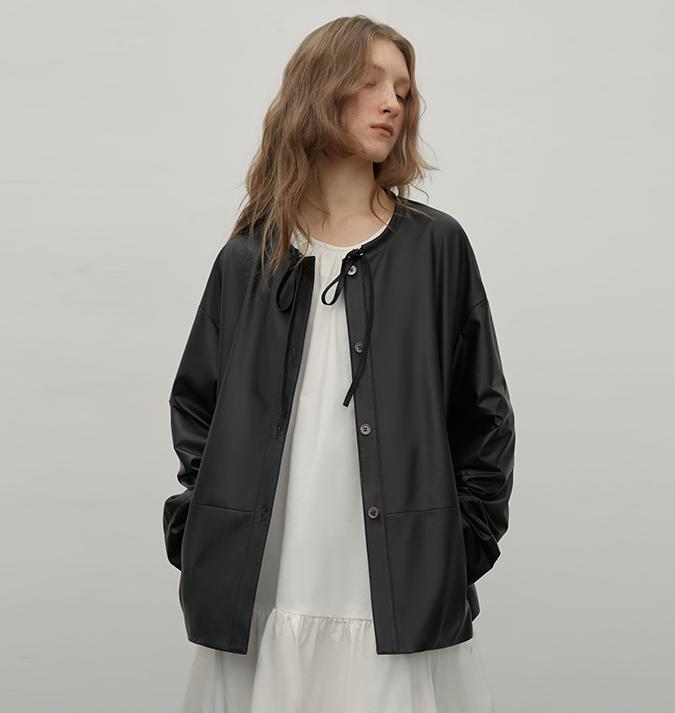 "Contrary Galaxy" Ultra - Thin Light - Coated Sheep Leather Jacket for Women - leather jacket - Firelady Fur